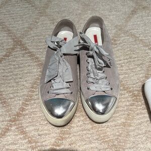 Prada Limited Edition Camoscio Sneakers with Ribbon Shoelaces